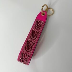 Victoria's Secret Bling Wristlet Strap Keychain Pink and Gold.